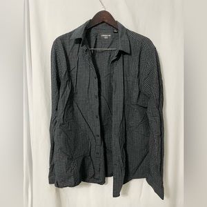 Claiborne Black Plaid Dress Shirt XL